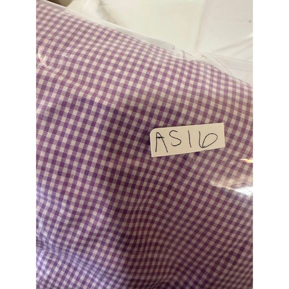 Gitman Bros Sz 17/35 Button Up Spread Collar Shirt Purple Gingham-Tiny Tag Hole - Picture 9 of 9